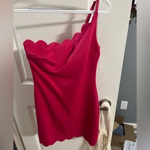Hot pink off the shoulder dress